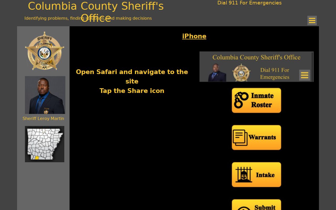 Columbia County most wanted sheriff web app instructions