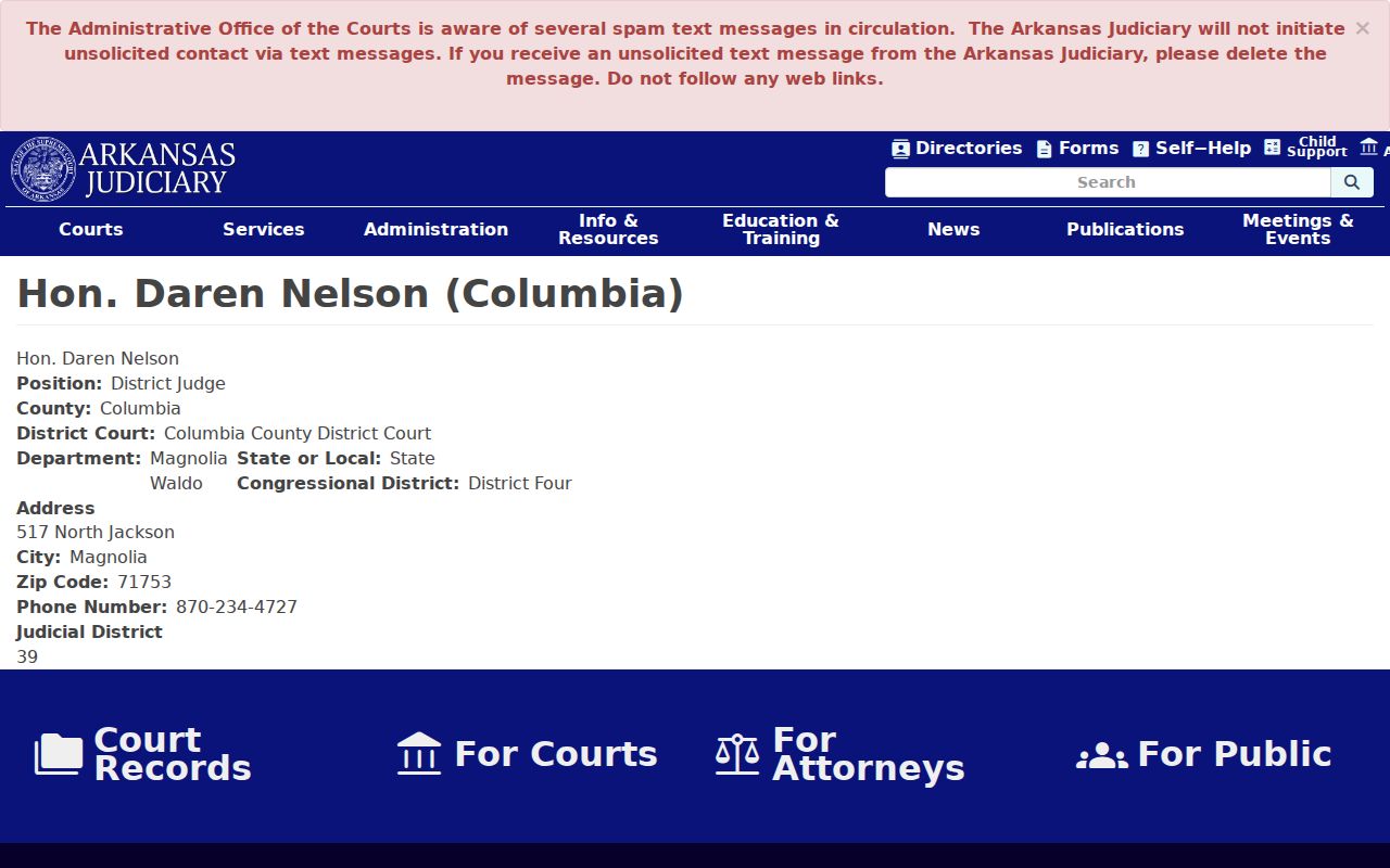 Columbia County city court warrant district judge profile